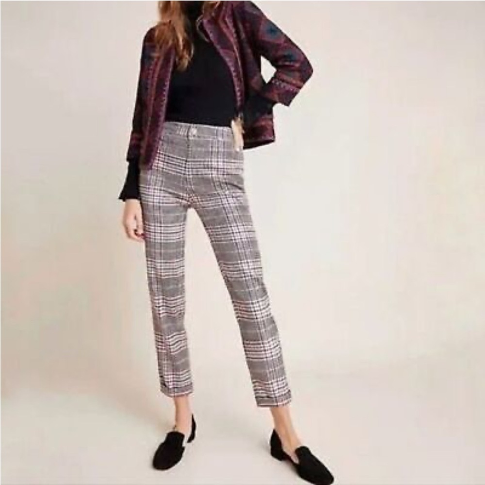 ANTHROPOLOGIE malcolm plaid tapered trouser pants dark academia menswear size 10